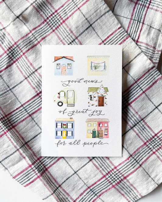 Christmasy Houses | Tiny Houses Christmas Collection A6 Greeting Card