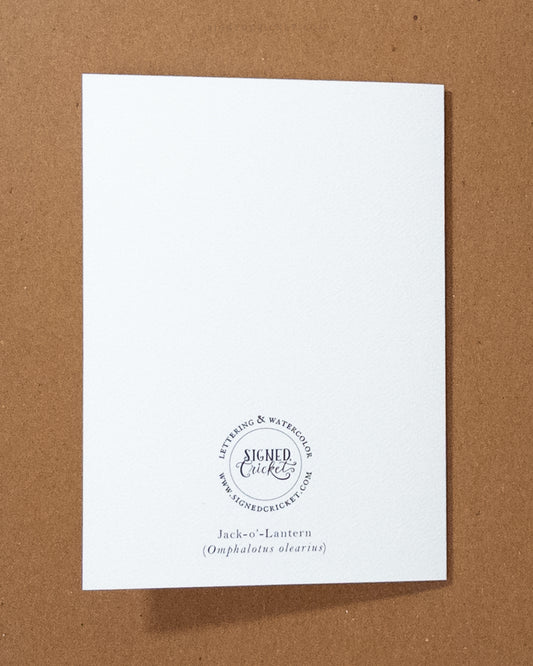 Jack-o-Lantern Mushroom Watercolor Greeting Card