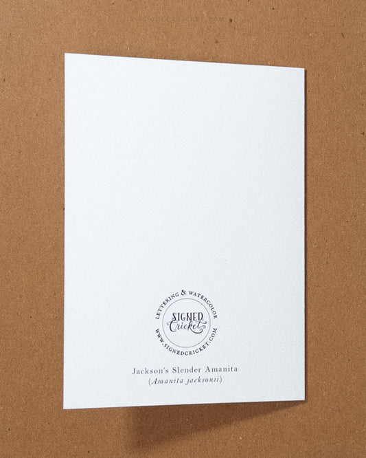 Jackson's Slender Amanita Mushroom Watercolor Greeting Card