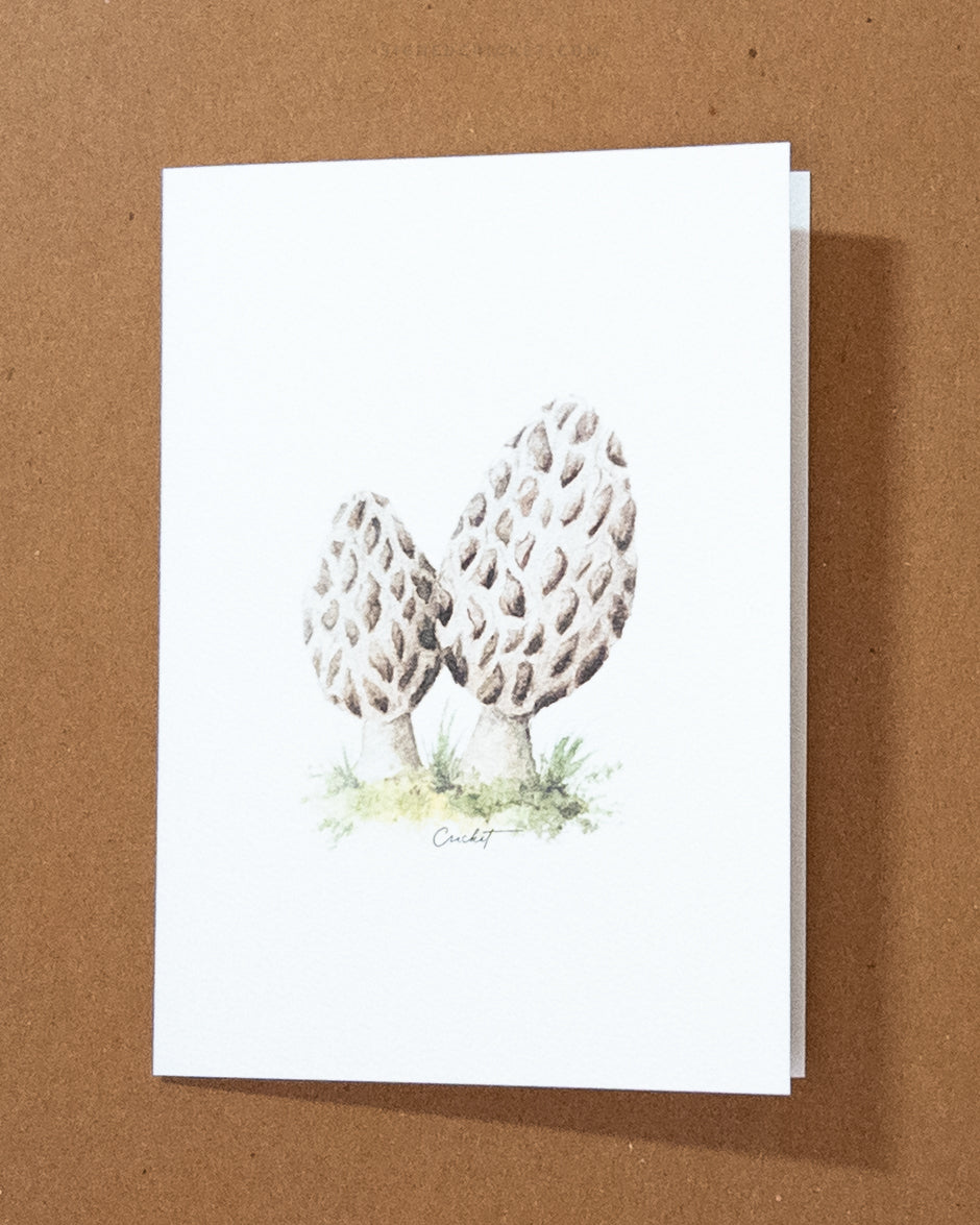Morel Mushroom Watercolor Greeting Card