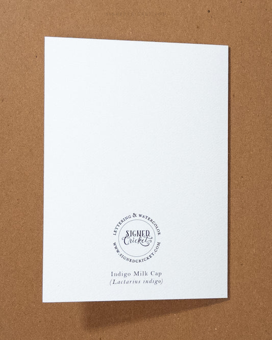 Indigo Milk Cap Mushroom Watercolor Greeting Card