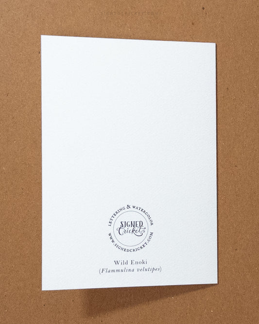 Wild Enoki Mushroom Watercolor Greeting Card