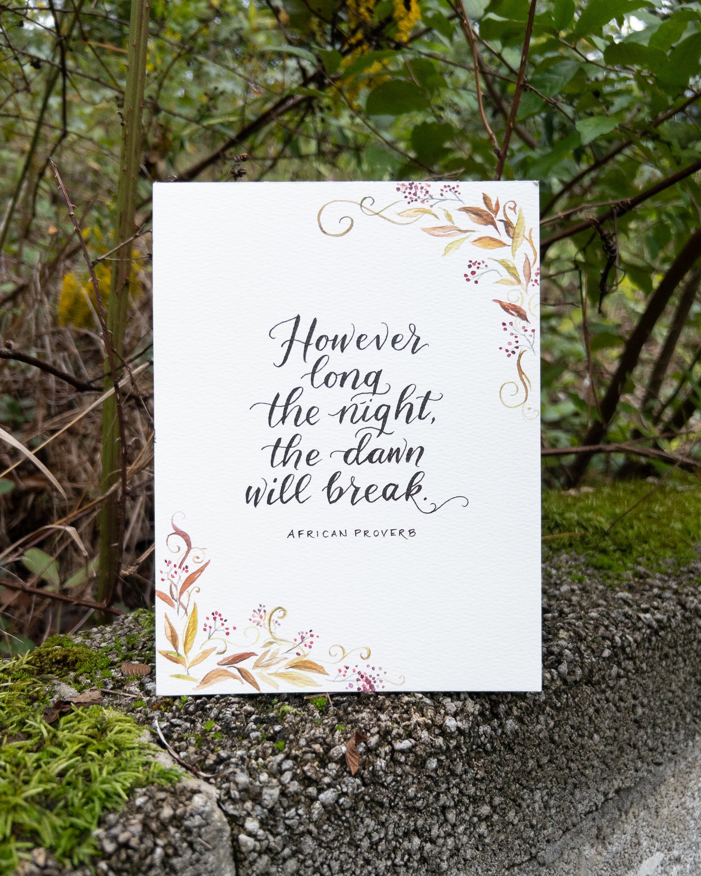 Dawn Will Break | Watercolor-Bordered Calligraphy | Ready-to-Ship