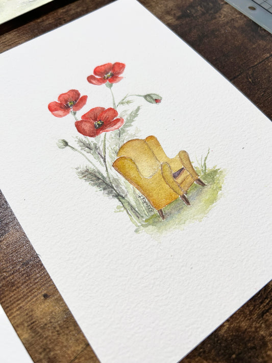 Remembrance Poppies | 5x7 | Watercolor Original