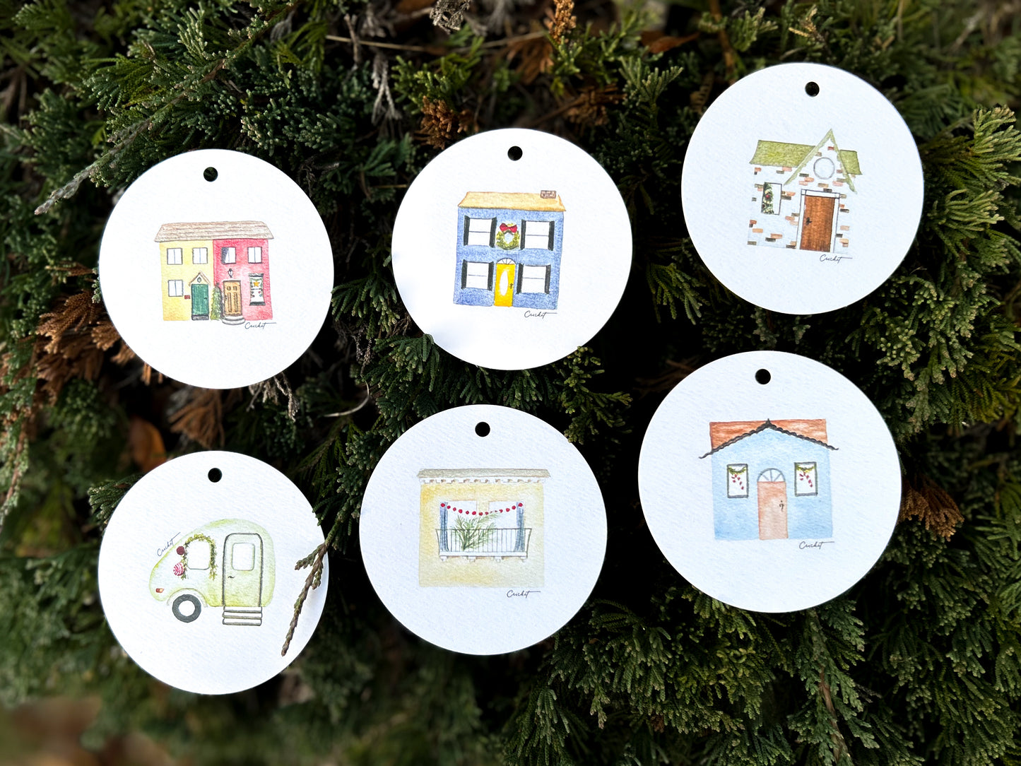 3" Holiday Gift Bag Tags | Tiny Houses Christmas Collection