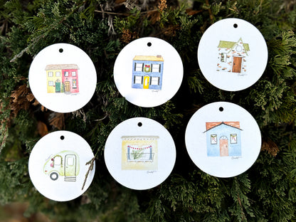 3" Holiday Gift Bag Tags | Tiny Houses Christmas Collection
