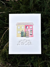 Load image into Gallery viewer, Yellow and Red Duplex | 8x10 Watercolor Calligraphy Christmas Print
