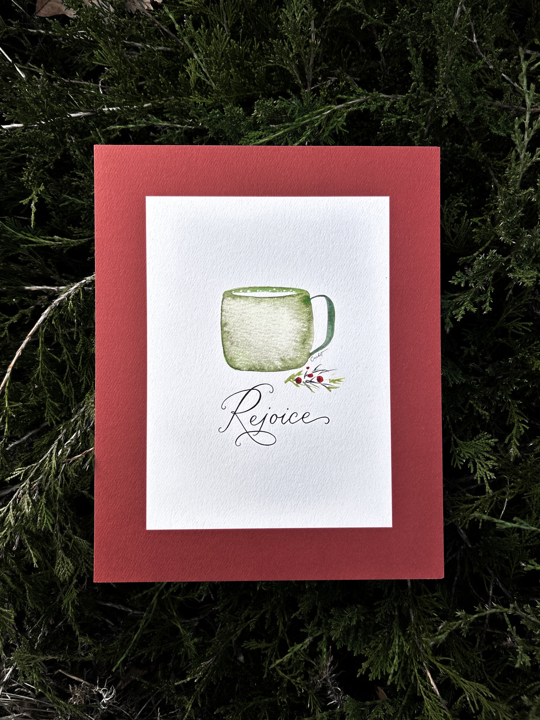 Rejoice | 8x10 Watercolor Calligraphy Christmas Print