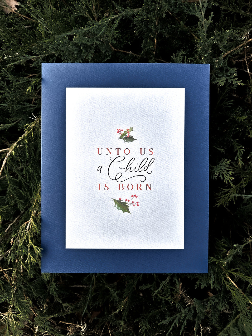 Unto Us a Child Is Born | 8x10 Watercolor Calligraphy Christmas Print