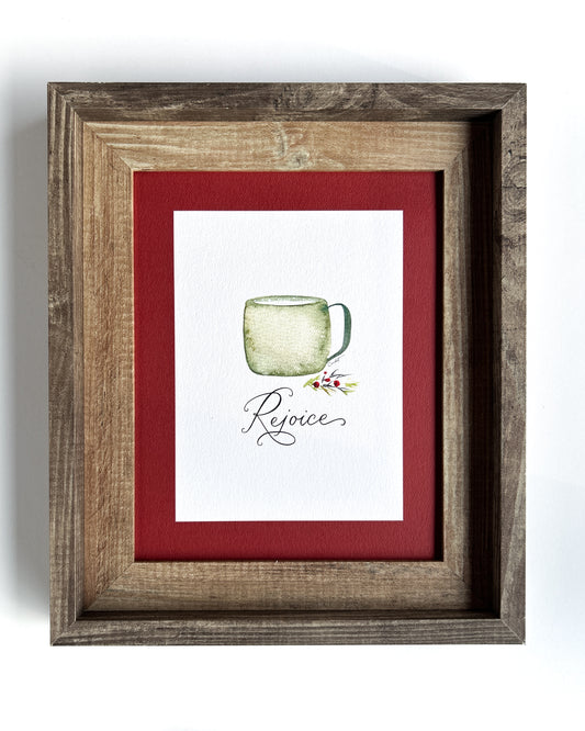 Rejoice | 8x10 Watercolor Calligraphy Christmas Print
