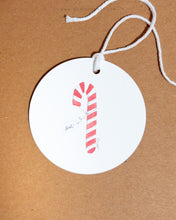 Load image into Gallery viewer, 3&quot; Snowman/Candy Cane Gift Bag Tag Set
