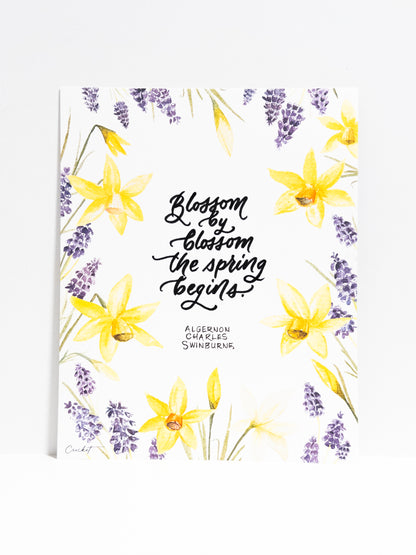 Daffodil Hyacinth 8x10 Wall Print with Calligraphy