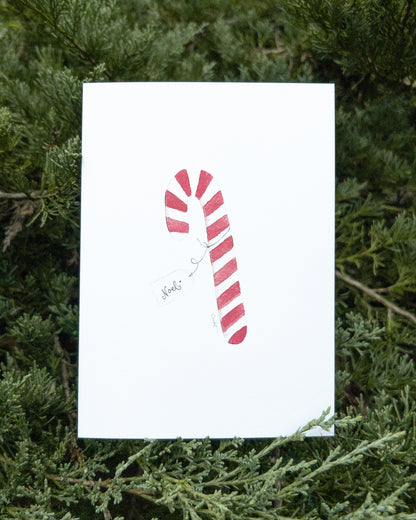 Candy Cane Watercolor Greeting Card