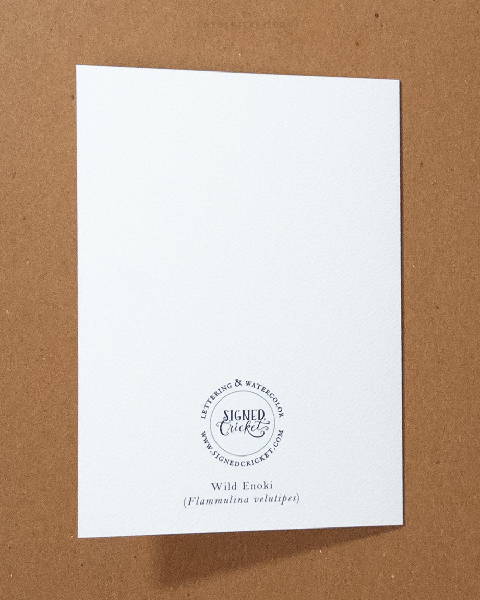 Wild Enoki Mushroom Watercolor Greeting Card