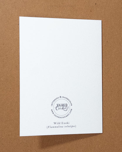 Wild Enoki Mushroom Watercolor Greeting Card