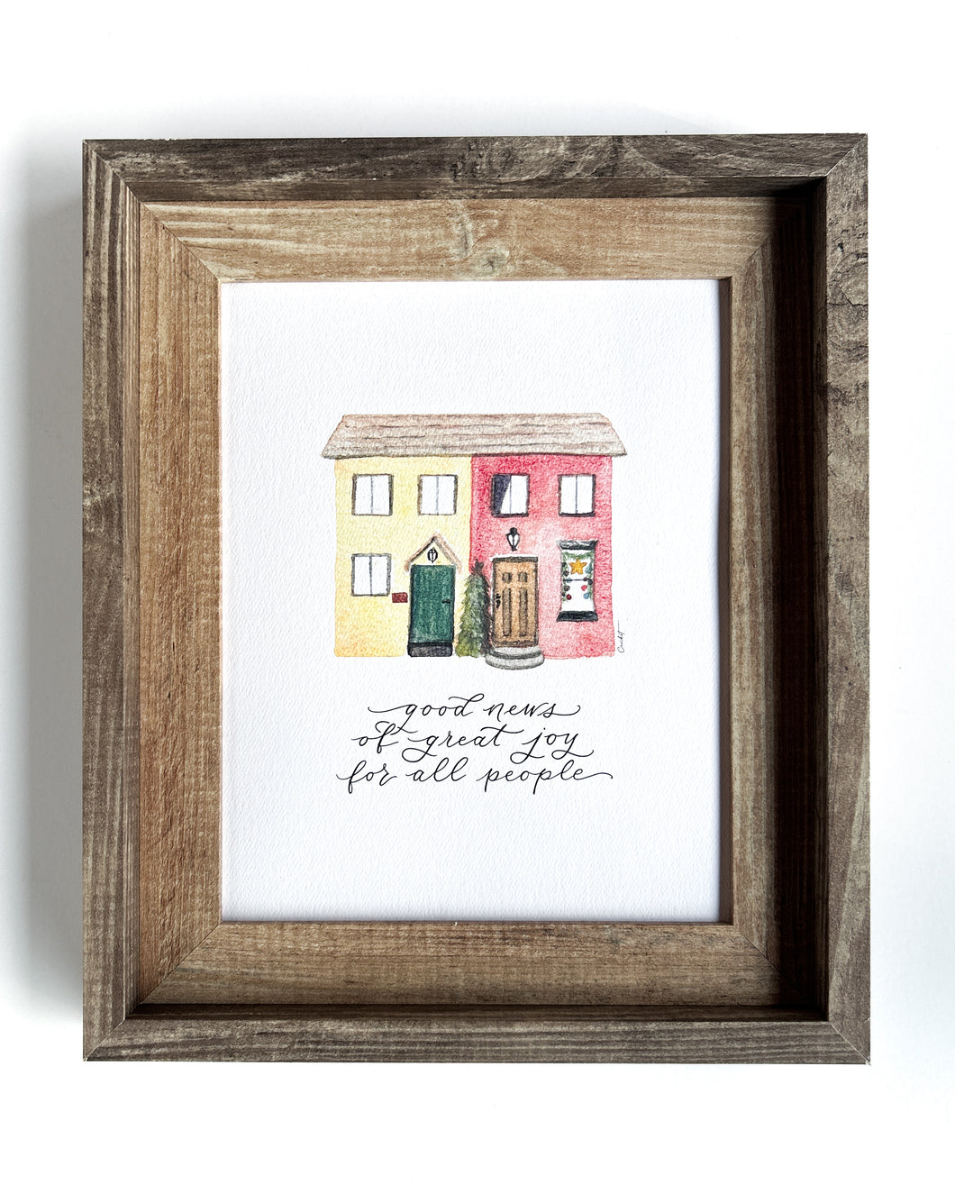 Yellow and Red Duplex | 8x10 Watercolor Calligraphy Christmas Print