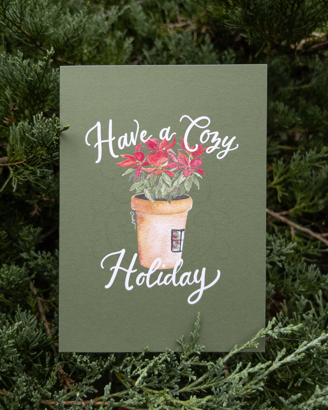 Have a Cozy Holiday |  Watercolor and Calligraphy Christmas Greeting Card