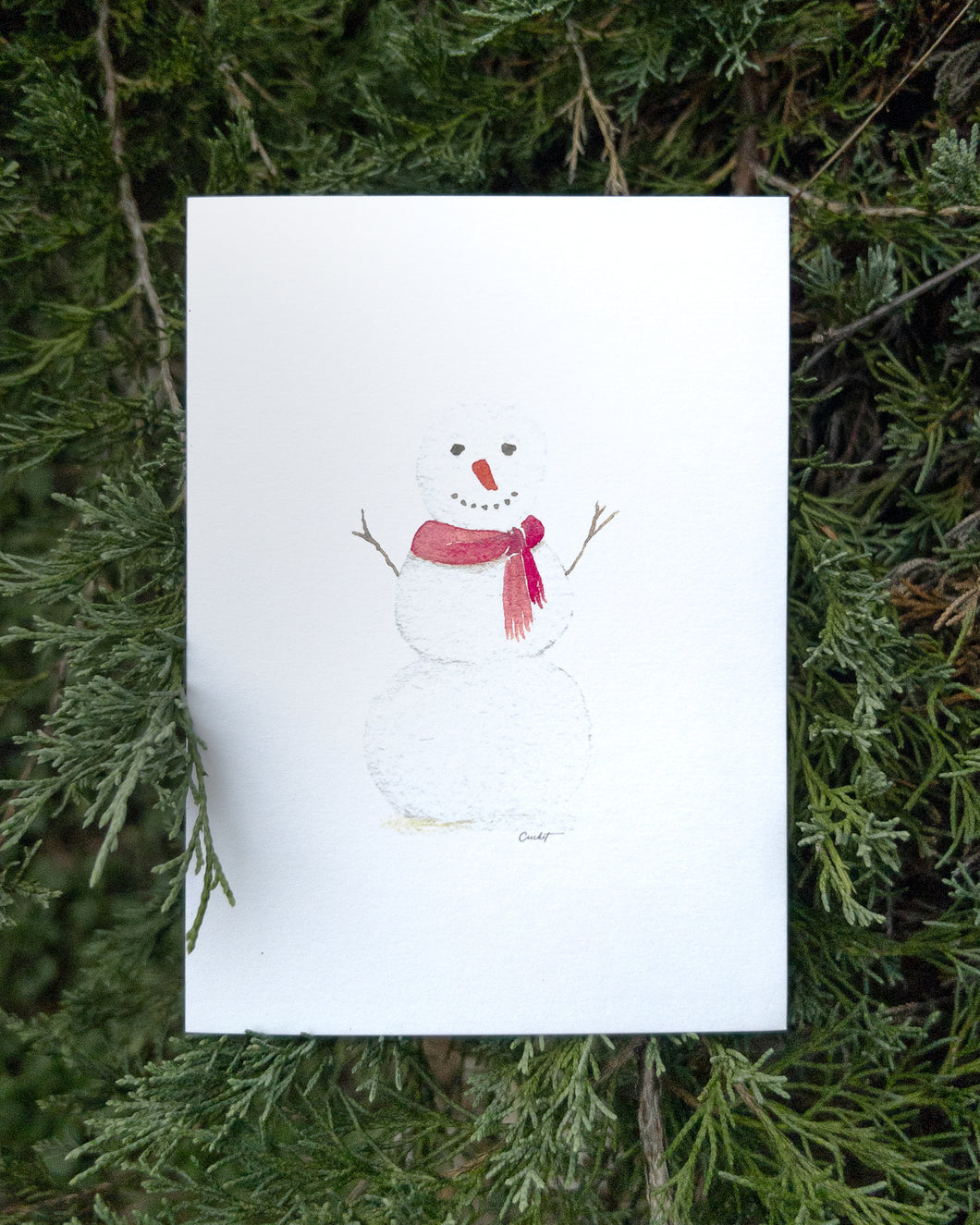 Snowman Watercolor Greeting Card