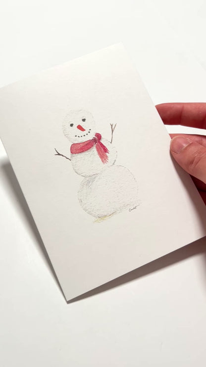 Snowman Watercolor Greeting Card