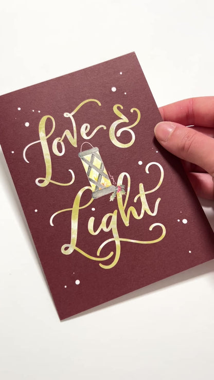 Love and Light | Watercolor and Calligraphy Christmas Greeting Card